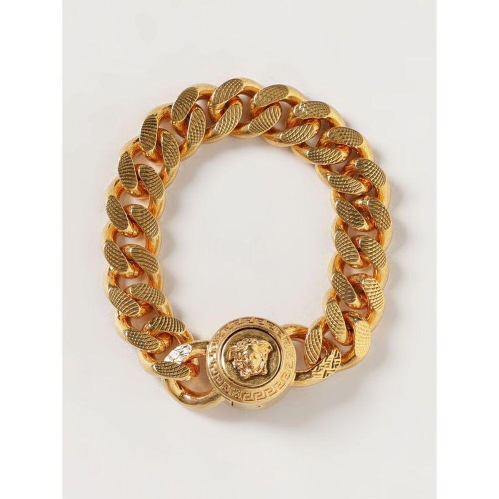 Versace Men Versace Gold-Tone Metal Bracelet With Embossed Medusa Detail